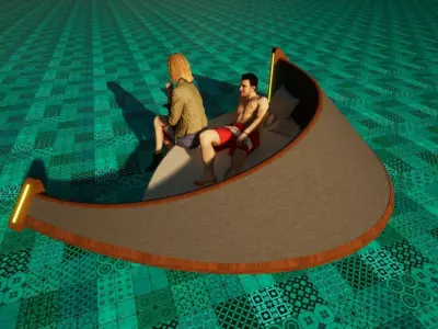 Sofa cama circular con materiales PBR 2K Free 3D model