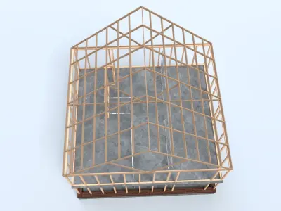 Construction Site House Frame Low Poly Low-poly 3D model