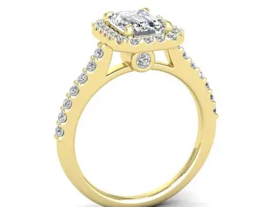 Luxury Engagement Diamond ring emerald 3D print model