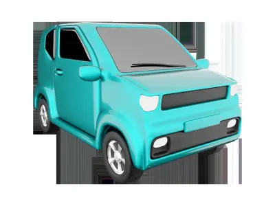 3d turquoise electric car icon 3D model