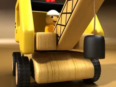 Wooden Toy Crane 3D model