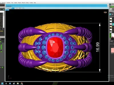 Luxury Woven Band Oval Gemstone Men Ring 3201 3D print model