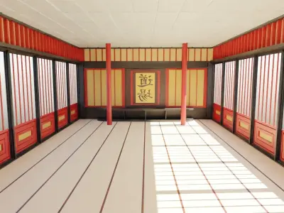Dojo Hall Low-poly 3D model