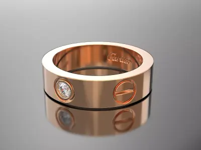 Love Ring with engraving 1 gem 3D print model
