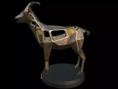 Steampunk Goat Low-poly 3D model
