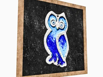 owl relief painting Low-poly 3D model