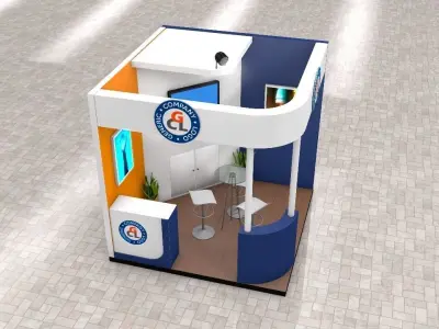 Exhibition Stand Booth stall 3x3m Height 300cm 2 Sides Open 3D model