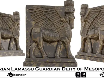 Assyrian Lamassu Guardian Deity of Mesopotamia 3D model