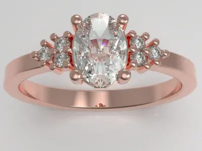 Engagement ring with gems  3D print model