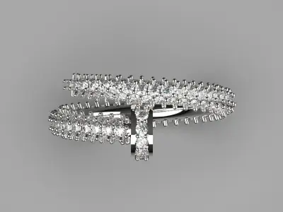 Luxury nail design ring with diamond model rr0021 3D print model