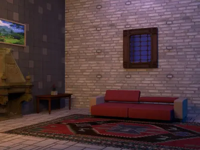 living room obj fbx mb ma  Low-poly 3D model