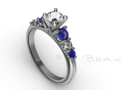 Ring Engagment Ring Saphire 3D print model 3D print model