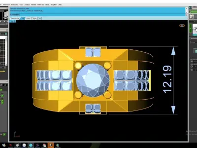 Luxury Square Diamond Ring with Center Stone for Men  2847 3D print model