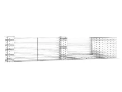 Concrete Fence with Gate 03 3D model
