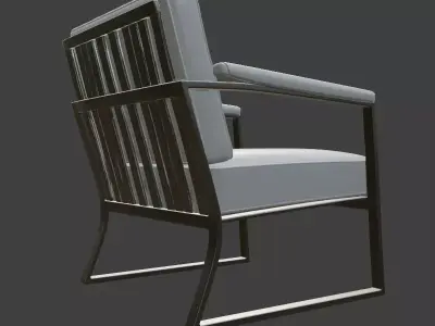 Modern White Leather Armchair 3D Model 3D model