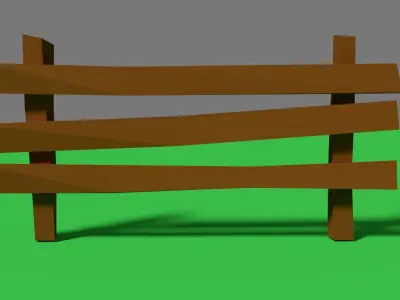 Low Poly Fence wooden Free low-poly 3D model