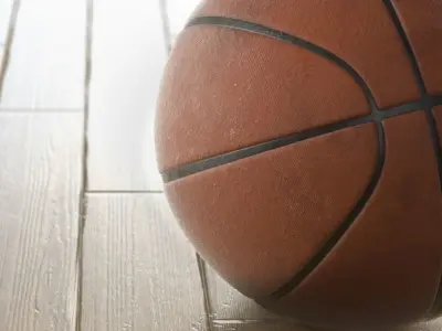 Basketball on Gym Floor 3D model