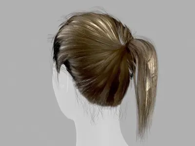 Realtime Hair Ponytail Low-poly 3D model