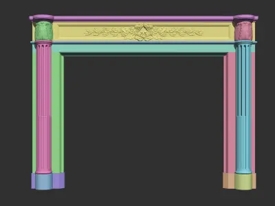 Louis XVI style classical fireplace mantel 3D model