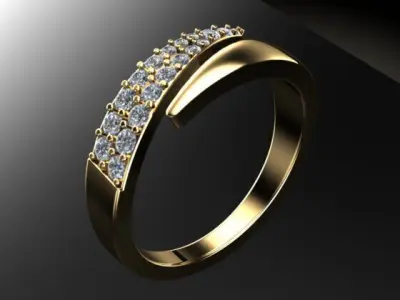 Gold ring with diamonds 3D print model purchase