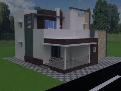 Elevation 4side view Low-poly 3D model