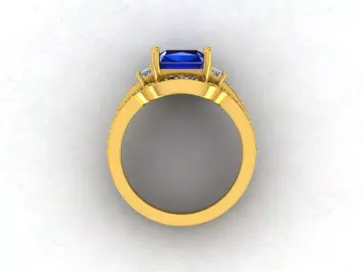 Engagement Ring and Matching Band  Bridal Jewellery 3d Model 3D print model