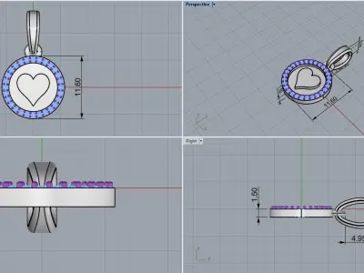 Card hearts pendant model 608 3D print model