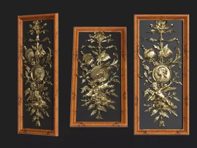 Classic Rococo Decorative Relief Panel 3D model