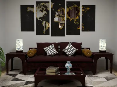 Mirror map of the world in the interior 3D model