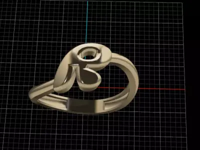 R alphabet bypass shell hallow ring 3D print model