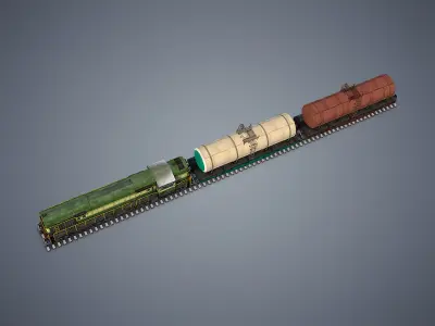 Cargo Train Low-poly 3D model