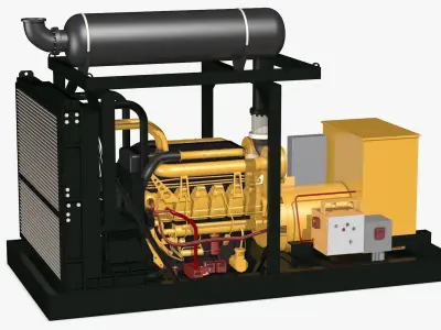 Yellow Industrial Generator Model 3D model