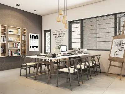 Working Table and Decor Office 3dmodeling Vray material 3D model