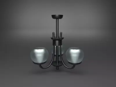 3 bulb  ceiling tight Low-poly 3D model