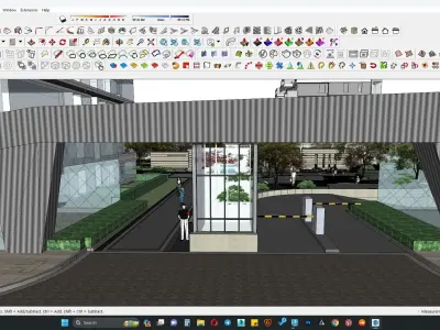 luxury shopping mall with balcony residential apartment 3D model