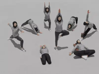 Bundle 8 Hijab Yoga Poses 3D model