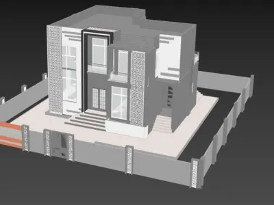 HOUSE MODEL modern with fence 3D model