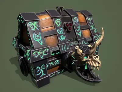 Rune chest Low-poly 3D model