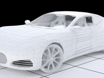Generic concept sports car with rig and full interior 3D model