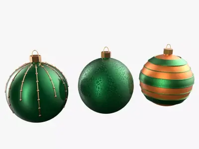 Christmas Tree Ornament Set2 - Green Orange 3D model