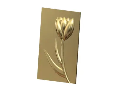 Tulip flower relief decor ornament 3D print model