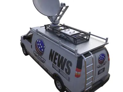  PBR Broadcast News Van Low-Poly Low-poly 3D model