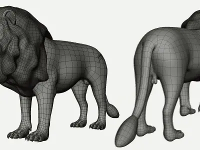 Lion basemesh Low-poly 3D model