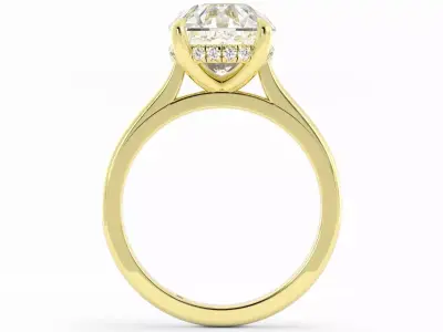Chunky Band Round Diamond Solitaire With Hidden Halo 3DM 3D print model