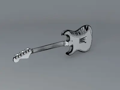 Plain worn stratocasterguitar Free 3D model