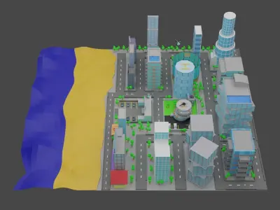 low poly city Free low-poly 3D model purchase