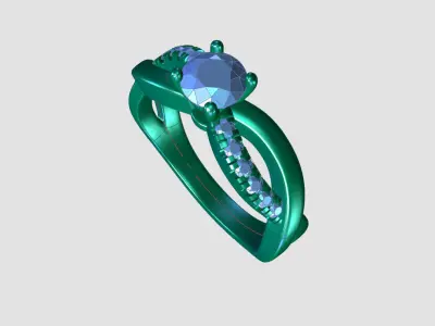 ZDR0216 diamond engagement ring gold 3D print model