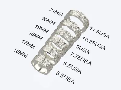 ring six size texture ring 3D print model