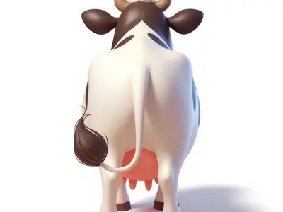 Charming Cartoon Cow Stylized 3D Farm Animal Character Low-poly 3D model