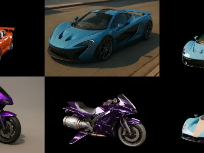 Sport Car bundle 15 pack 100 glb 3D model